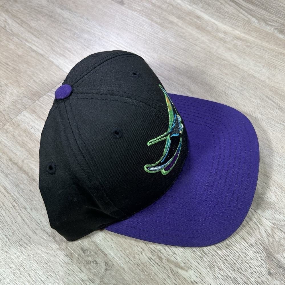 VTG Tampa Devil Rays Snapback Hat Deadstock MLB Baseball Twins‎ Black Purple Cap - Picture 8 of 9